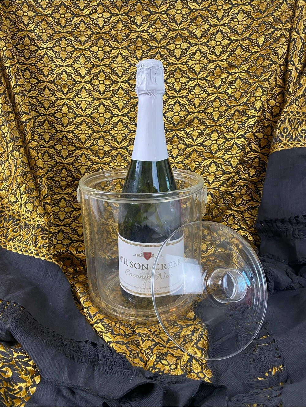 Acrylic Clear Ice Bucket with lid Vintage 1986 double walled Barware party